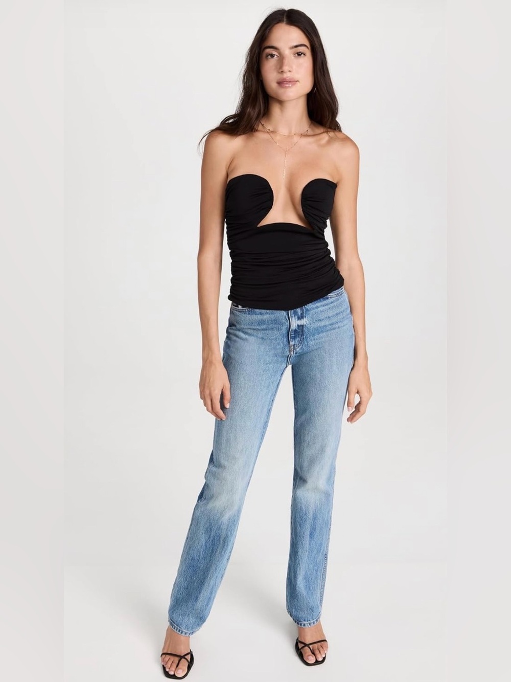 Pixie Market Dominique Wire Bustier Top in Black